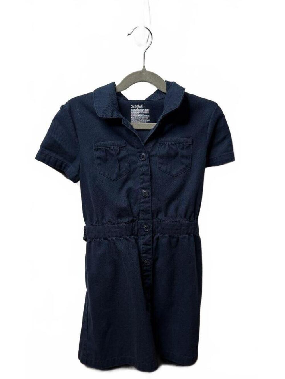 Cat & Jack Girl's Blue Navy Button Down Front Shirt Dress Size 6